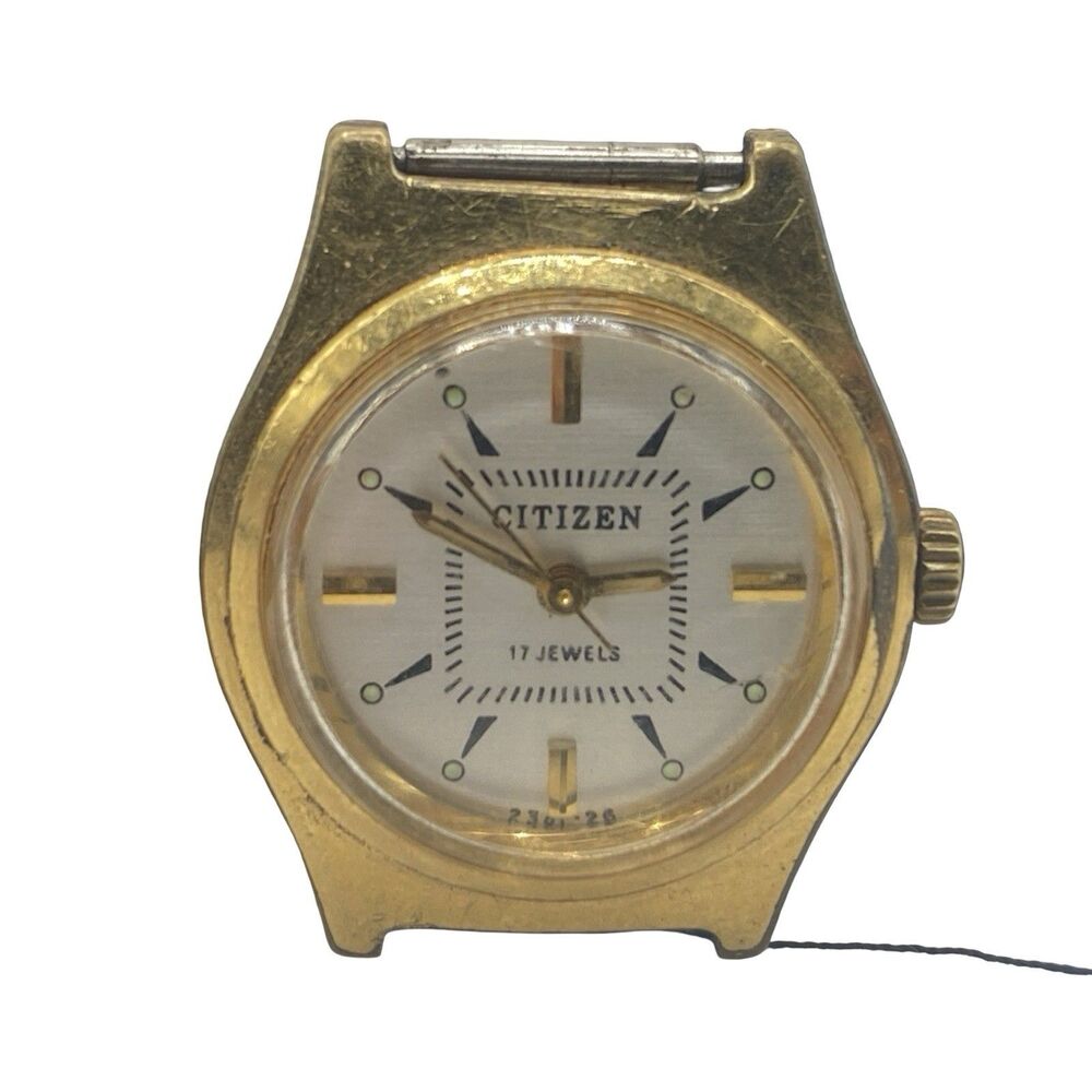 Women's Vintage Citizen Watch White Dial Gold Tone Manual Wind Runs 17J C-23A-CX